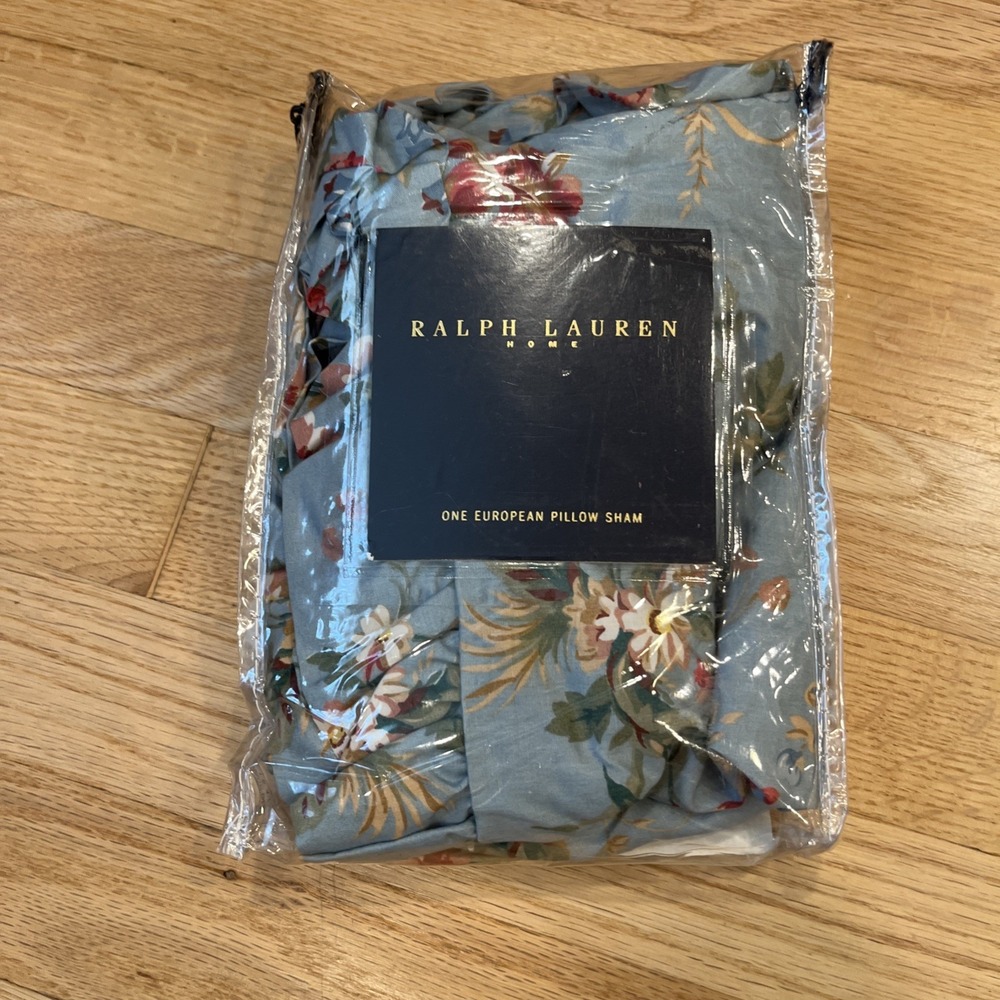 Ralph Lauren Home 26"x26" Euro Sham Yvette Floral Blue Italy Cotton Floral - Picture 4 of 4